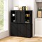Costway Stackable Buffet Sideboard Set of 2 with Sliding Doors & Adjustable Shelf Brown/Black/Grey/Antique White